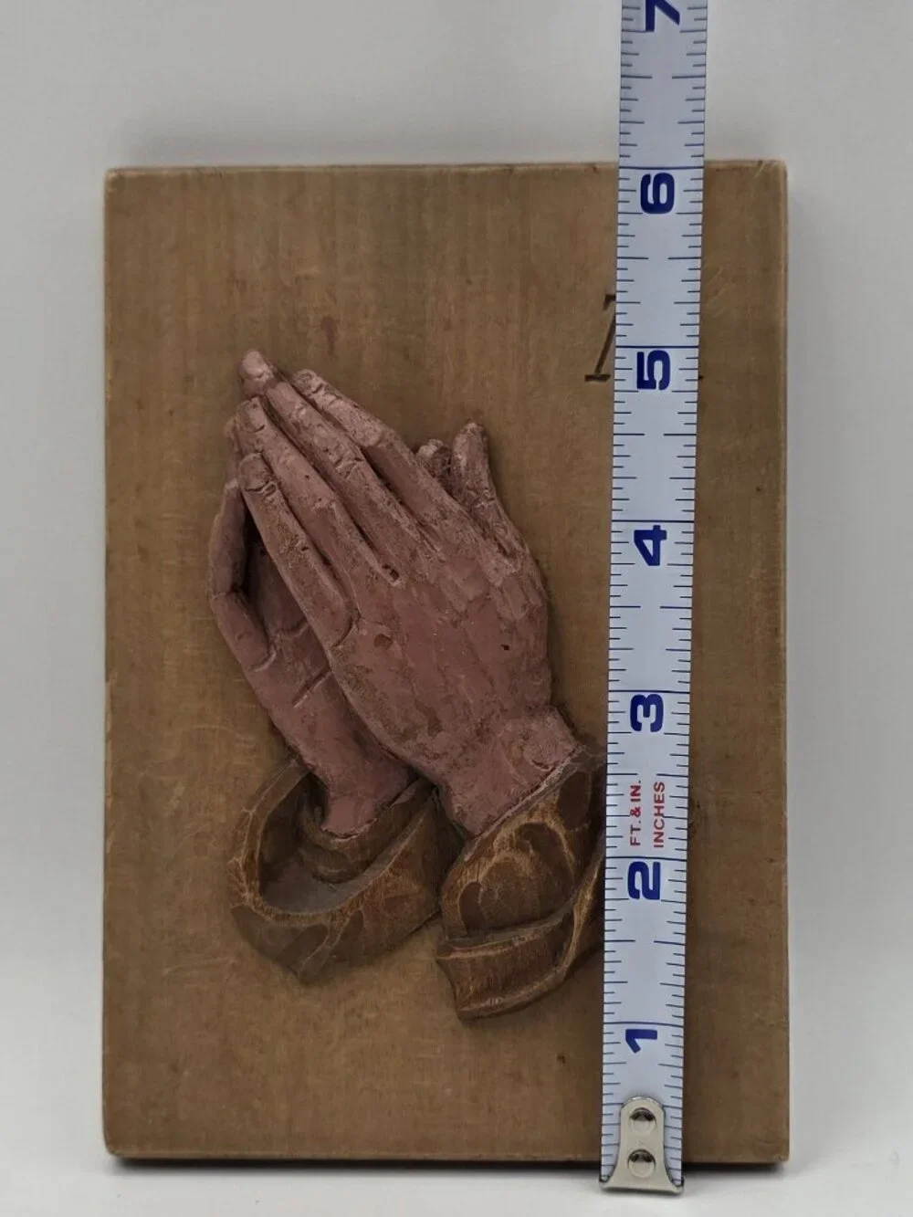 Praying Hands Oberammergauer Plaque Germany Carved Religious Christian Rage VTG